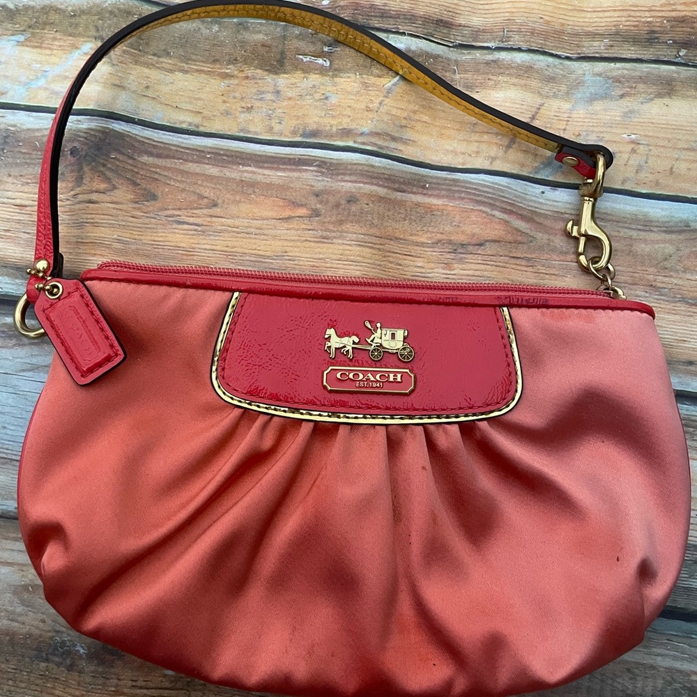 Coach Peachy Hot Pink Satin Clutch Bag